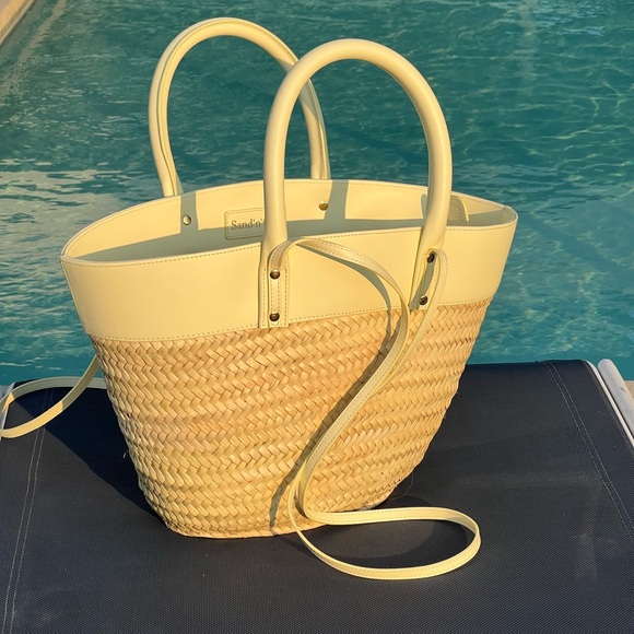 Sand’n’City Handbags - Sand’n’City Raffia and leather beach tote hand-made shoulder straps travel bag